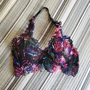 Victoria Secret PINK Black Graphic Halter Pushup Bra